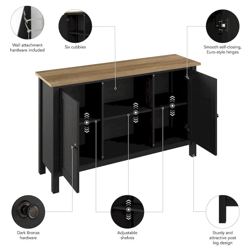 Meuble d'appoint Bush Furniture Mayfield avec portes et rangement
