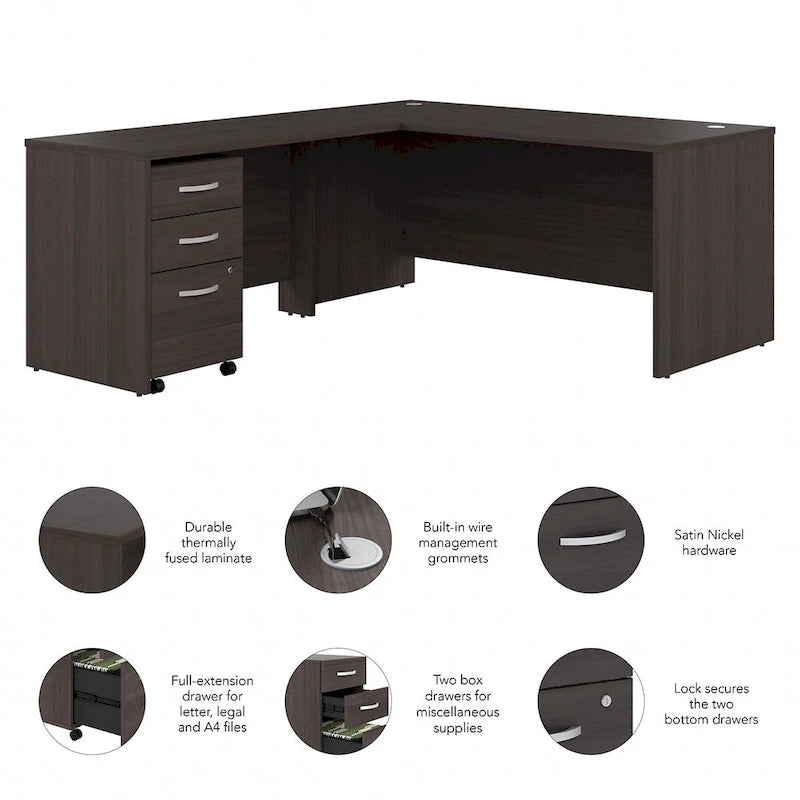 Bureau d'angle en L 66W Studio C avec tiroirs par Bush Business Furniture