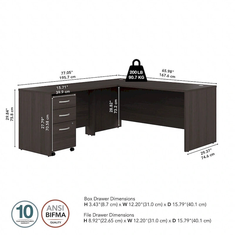 Bureau d'angle en L 66W Studio C avec tiroirs par Bush Business Furniture