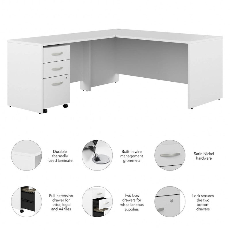 Bureau d'angle en L 66W Studio C avec tiroirs par Bush Business Furniture