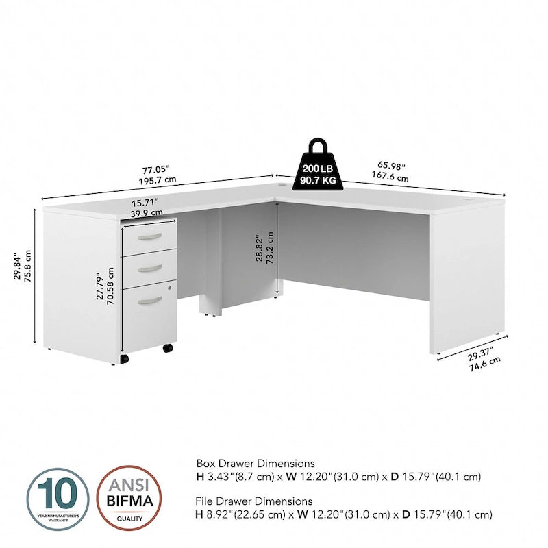 Bureau d'angle en L 66W Studio C avec tiroirs par Bush Business Furniture