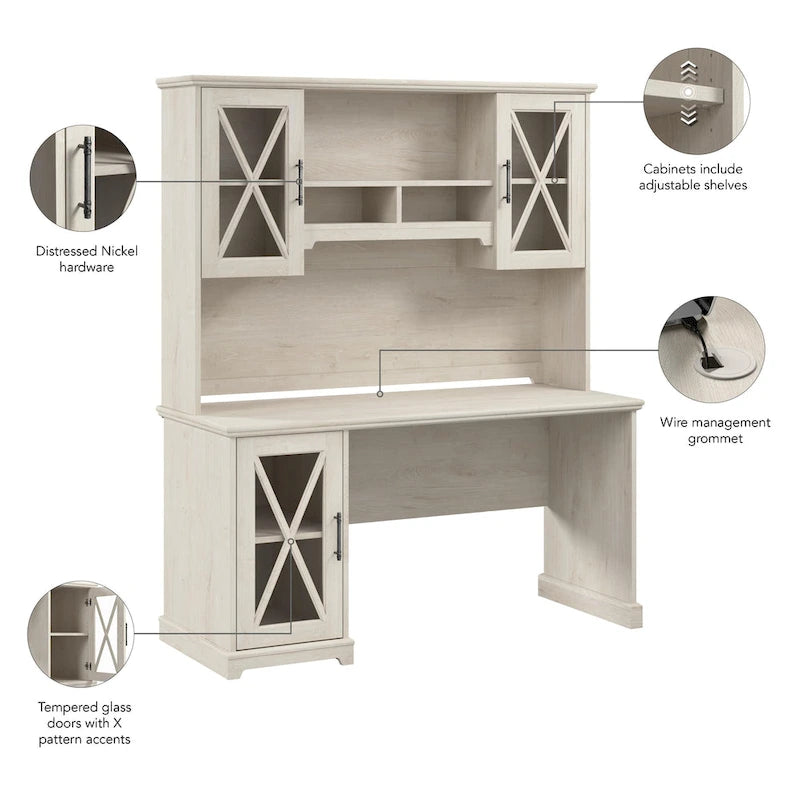 Bureau de ferme Lennox avec huche et meuble de rangement par Bush Furniture