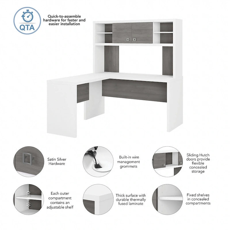 Bureau d'angle Echo avec huche par Bush Business Furniture