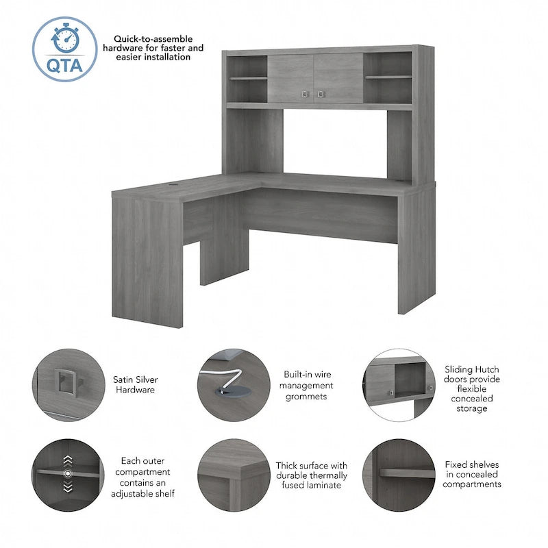 Bureau d'angle Echo avec huche par Bush Business Furniture