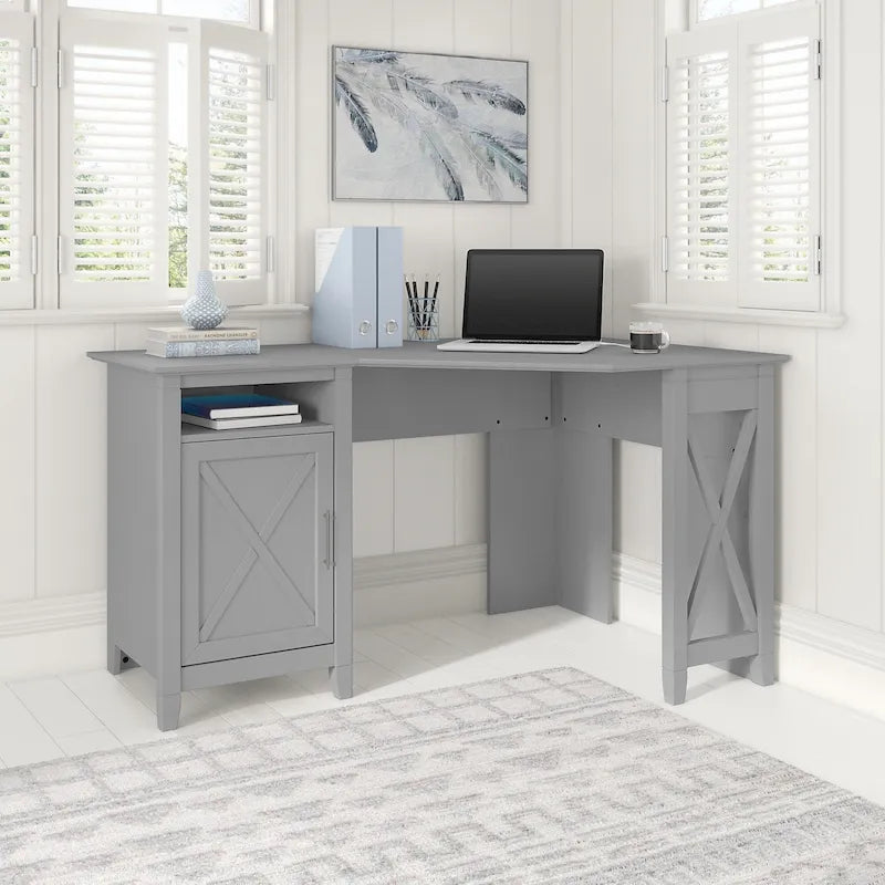Bureau d'ordinateur d'angle Bush Furniture Key West 54W avec rangement