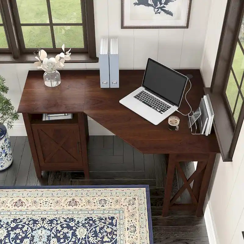 Bureau d'ordinateur d'angle Bush Furniture Key West 54W avec rangement