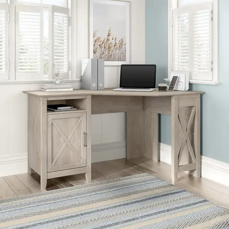 Bureau d'ordinateur d'angle Bush Furniture Key West 54W avec rangement