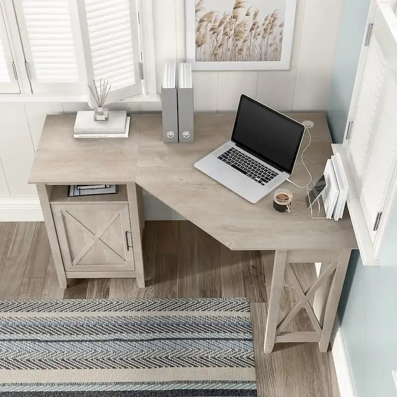 Bureau d'ordinateur d'angle Bush Furniture Key West 54W avec rangement