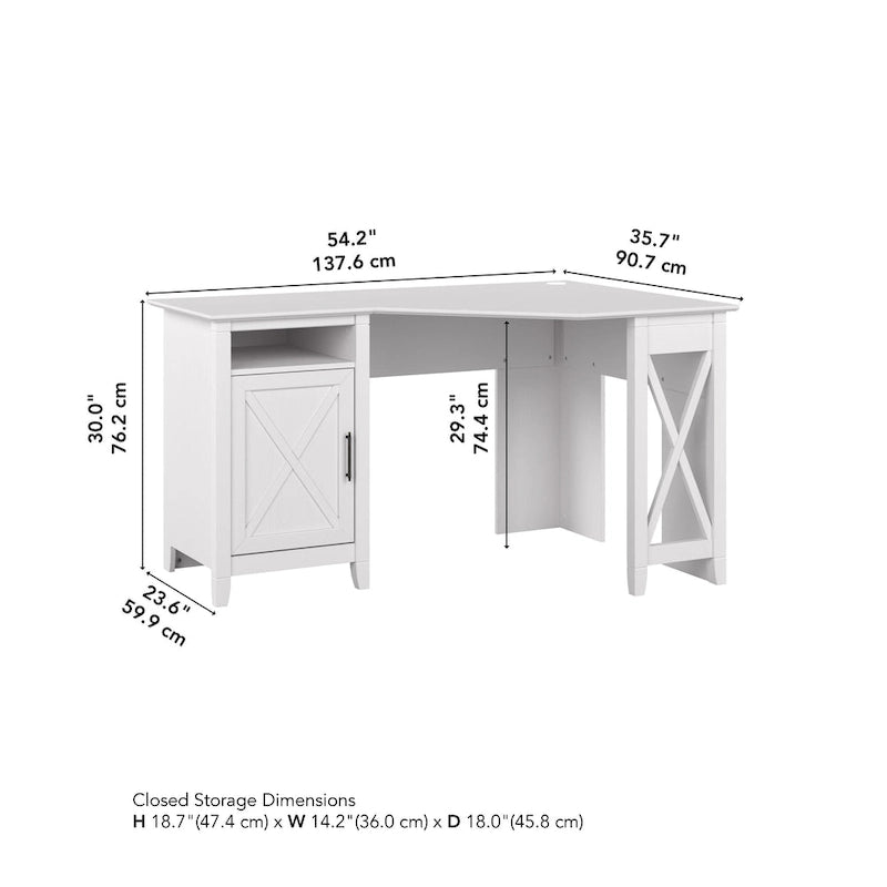 Bureau d'ordinateur d'angle Bush Furniture Key West 54W avec rangement