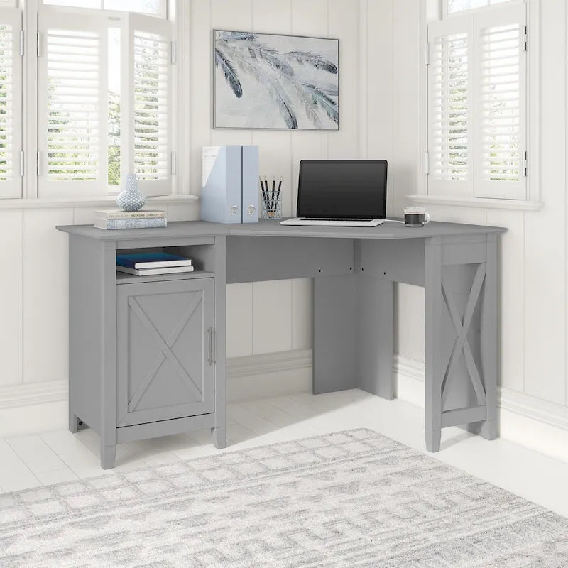 Bureau d'ordinateur d'angle Bush Furniture Key West 54W avec rangement