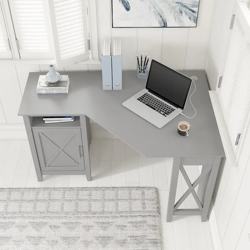 Bureau d'ordinateur d'angle Bush Furniture Key West 54W avec rangement
