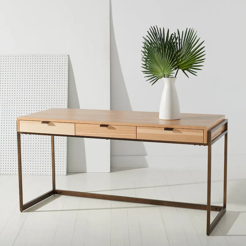 Bureau d'écriture eucalyptus fumé 3 tiroirs Radunka SAFAVIEH Couture