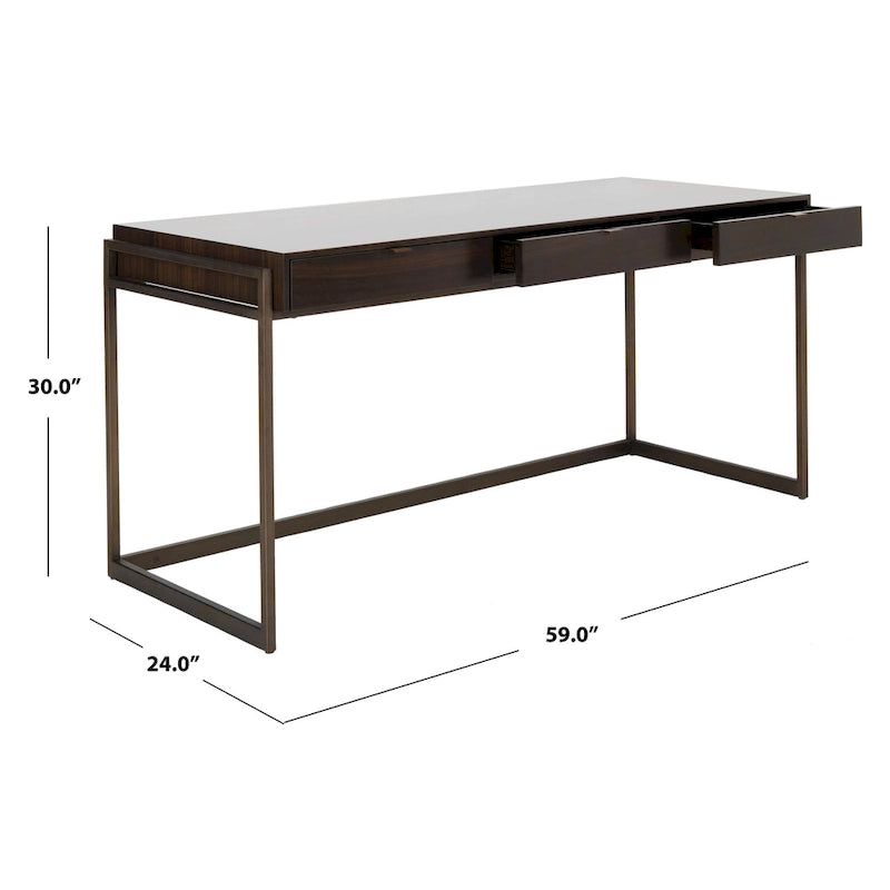 Bureau d'écriture eucalyptus fumé 3 tiroirs Radunka SAFAVIEH Couture