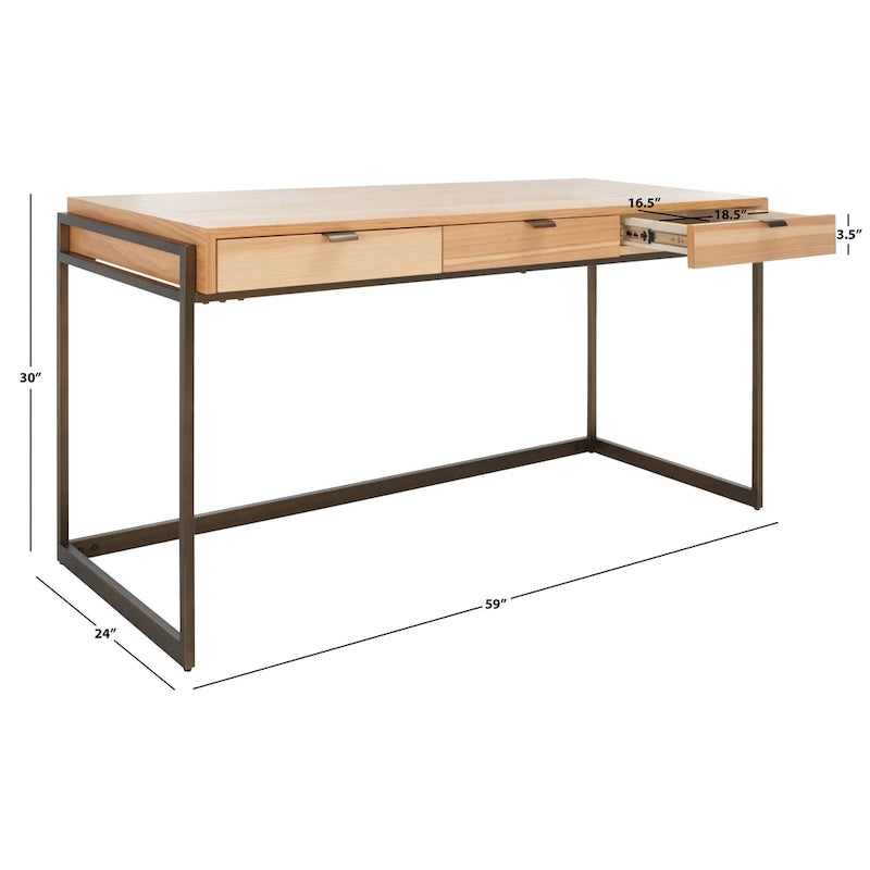 Bureau d'écriture eucalyptus fumé 3 tiroirs Radunka SAFAVIEH Couture
