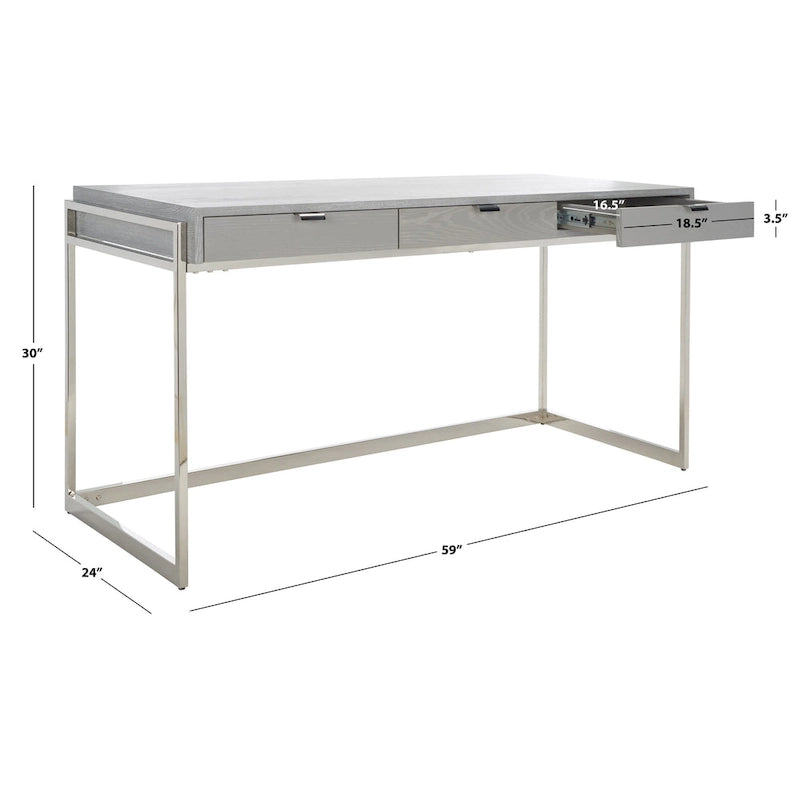 Bureau d'écriture eucalyptus fumé 3 tiroirs Radunka SAFAVIEH Couture