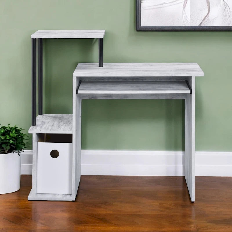 Bureau informatique blanc vieilli 37 po