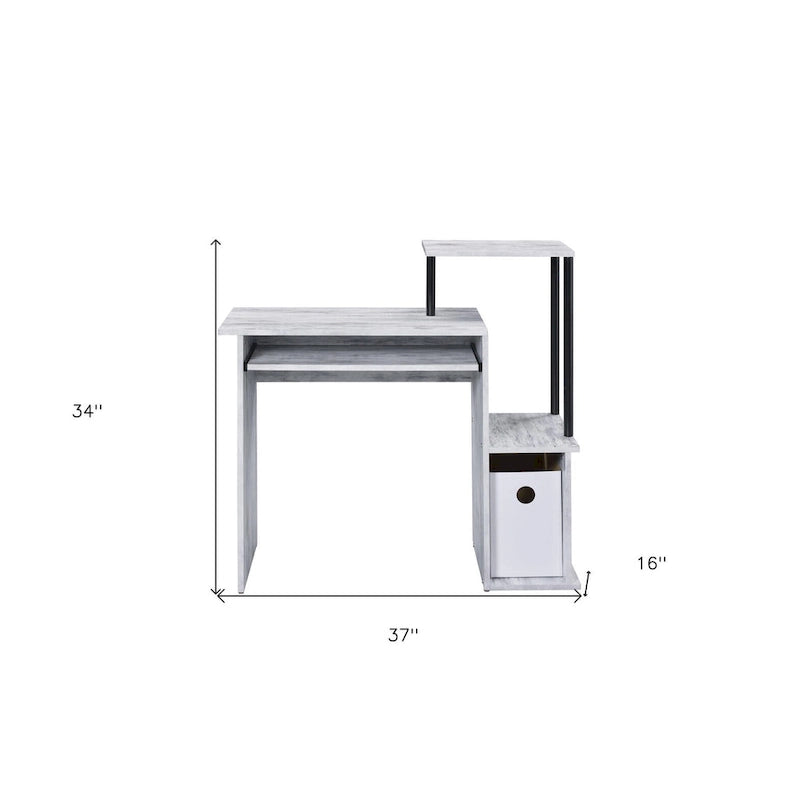 Bureau informatique blanc vieilli 37 po