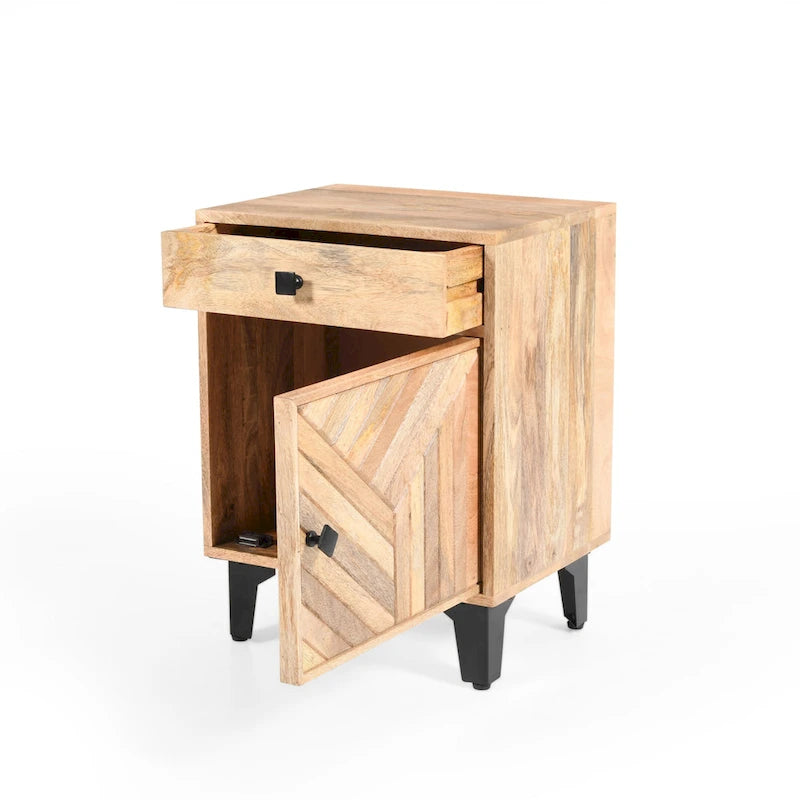 Christopher Knight Home - Table de chevet Harper en bois massif finition naturelle faite à la main avec tiroir