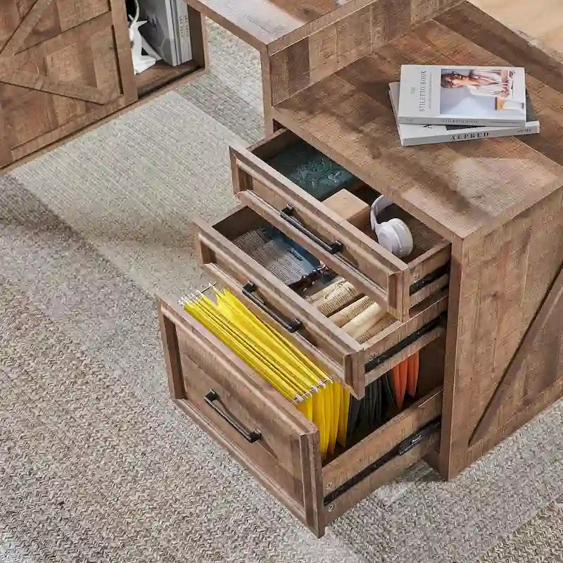 Bureau de style « ferme moderne », bureau d'ordinateur avec meuble de classement