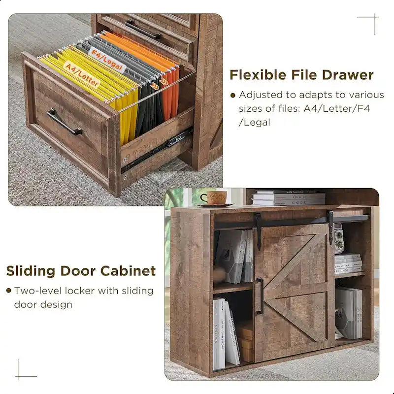 Bureau de style « ferme moderne », bureau d'ordinateur avec meuble de classement