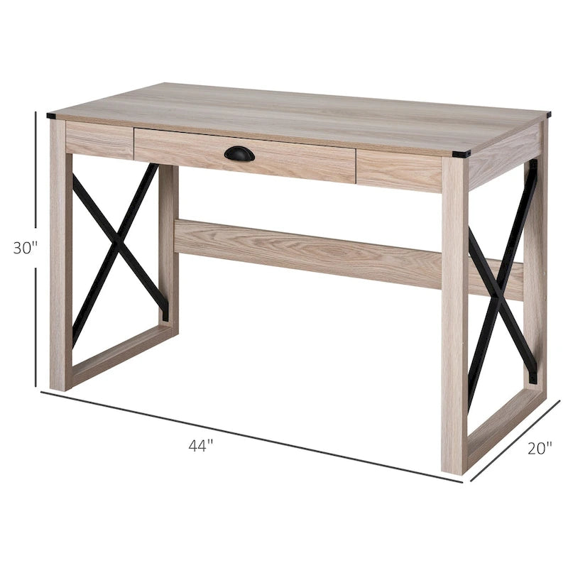 Bureau d'écriture moderne avec tiroir de rangement et surface de travail spacieuse pour le bureau à domicile ou les espaces de travail de chambre à coucher
