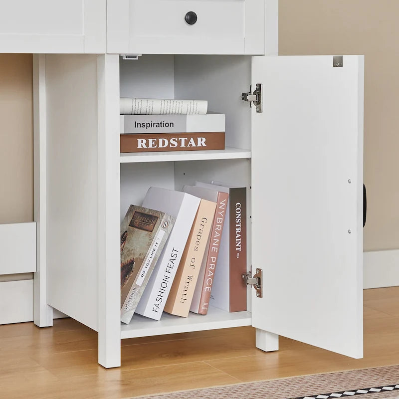 Bureau d'ordinateur de style rustique avec huche et station de charge pour bureaux à domicile ou espaces de travail d'étudiant