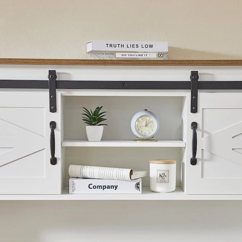 Bureau d'ordinateur de style rustique avec huche et station de charge pour bureaux à domicile ou espaces de travail d'étudiant