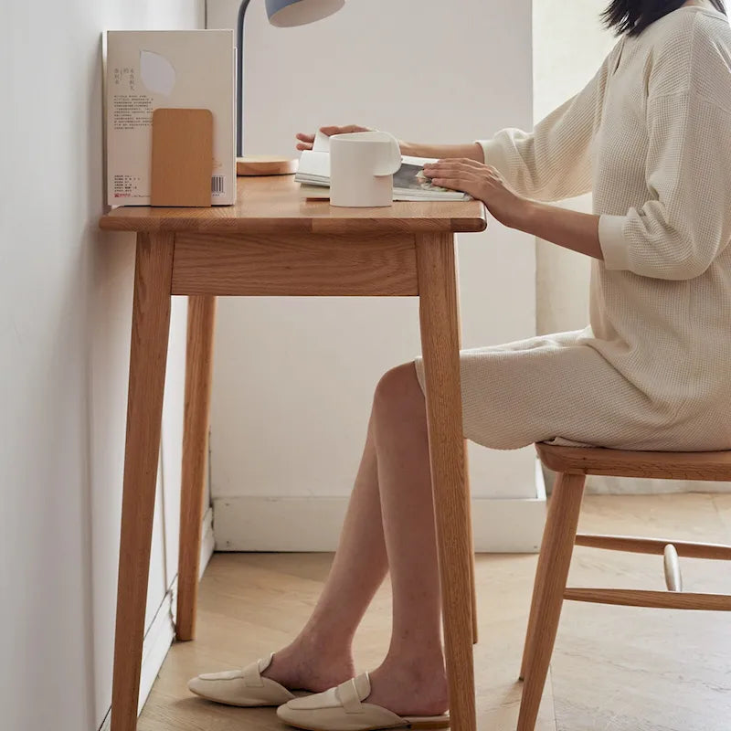 Bureau moderne avec 2 tiroirs et cadre en chêne massif pour petits bureaux à domicile ou appartements