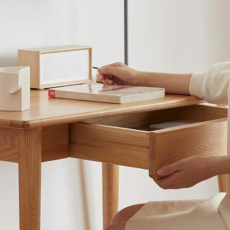 Bureau moderne avec 2 tiroirs et cadre en chêne massif pour petits bureaux à domicile ou appartements