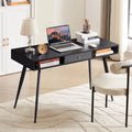 Bureau de travail Mid-Century avec port USB intégré, prise de courant et 2 espaces de rangement pour bureau à domicile, étude ou chambre à coucher