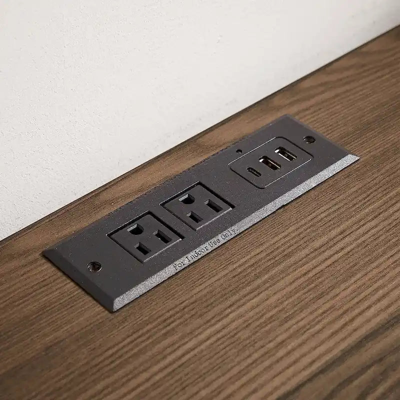 Bureau de travail Mid-Century avec port USB intégré, prise de courant et 2 espaces de rangement pour bureau à domicile, étude ou chambre à coucher