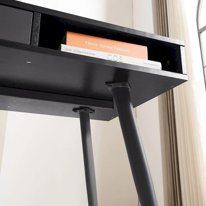 Bureau de travail Mid-Century avec port USB intégré, prise de courant et 2 espaces de rangement pour bureau à domicile, étude ou chambre à coucher