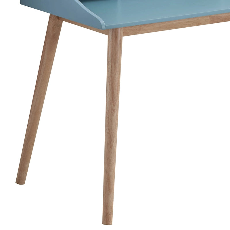 Bureau d'ordinateur de style moderne du milieu du siècle avec étagères et 4 pieds en bois pour petit bureau à domicile ou salle d'étude