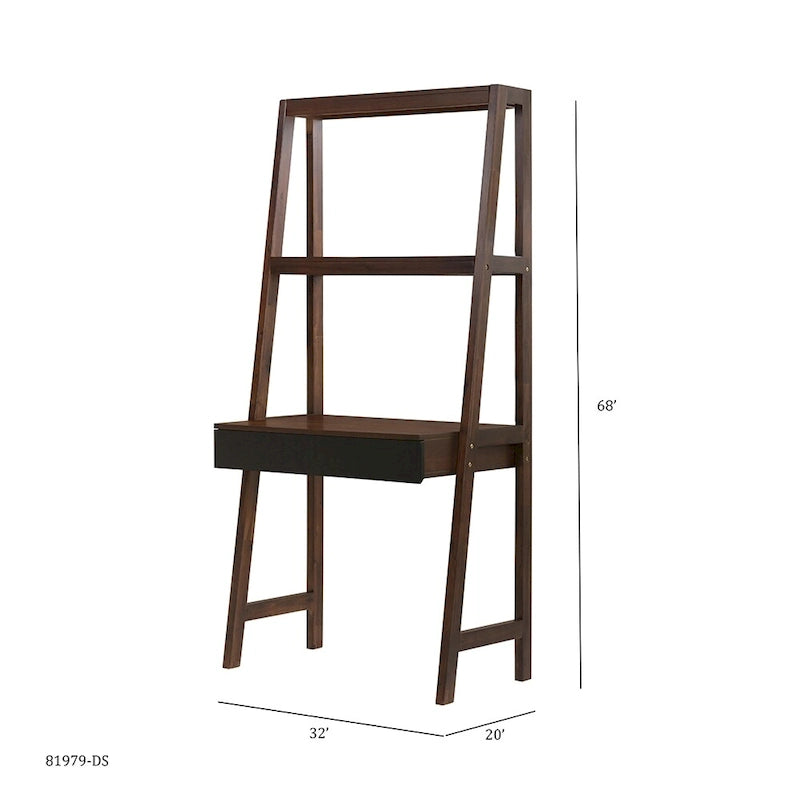 Bureau échelle moderne avec tiroir unique et étagères intégrées, pour petits espaces ou bureau à domicile sur mesure