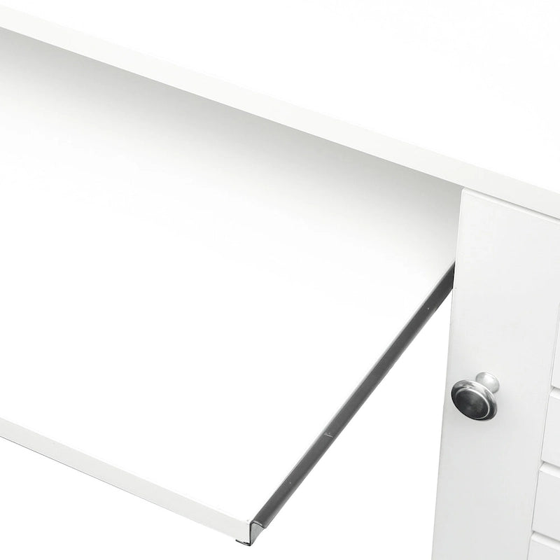 Bureau d'ordinateur moderne avec huche, étagères à 2 niveaux, tiroirs et meuble dissimulé pour bureau, chambre ou salon