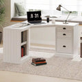 Bureau de direction moderne en L avec 3 tiroirs et étagères ouvertes pour bureau à domicile ou salle d'étude