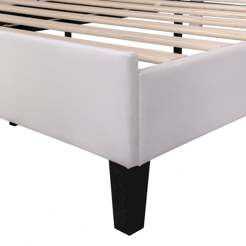 Lit plateforme pleine grandeur classique Cadre de lit rembourré en velours doux avec tête de lit à motif floral, AUCUN sommier tapissier requis