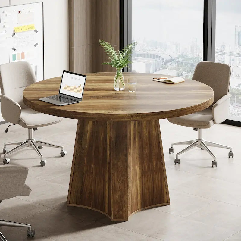 Table de conférence ronde pour 4 à 6 personnes, table de réunion de 120 cm
