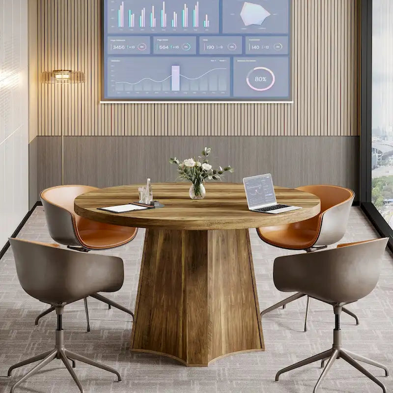 Table de conférence ronde pour 4 à 6 personnes, table de réunion de 120 cm