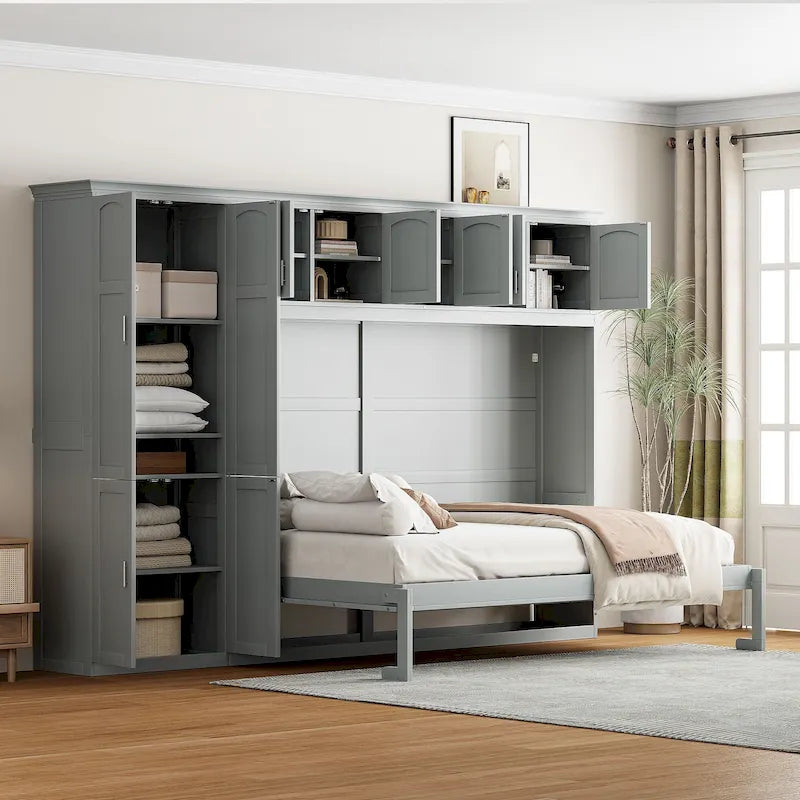 Lit escamotable Queen Smart Murphy avec armoire et rangements, système personnalisable