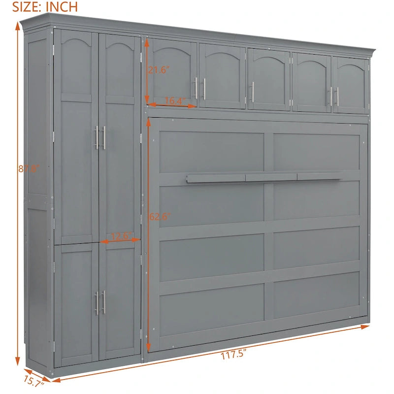 Lit escamotable Queen Smart Murphy avec armoire et rangements, système personnalisable