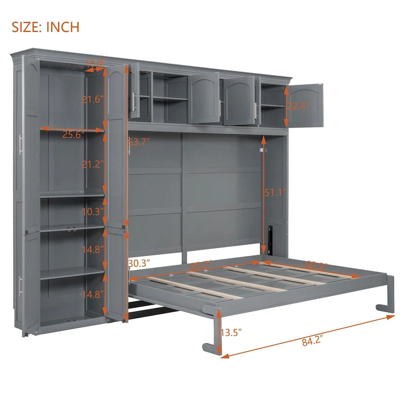Lit escamotable Queen Smart Murphy avec armoire et rangements, système personnalisable