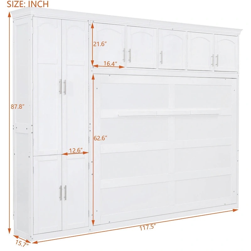 Lit escamotable Queen Smart Murphy avec armoire et rangements, système personnalisable