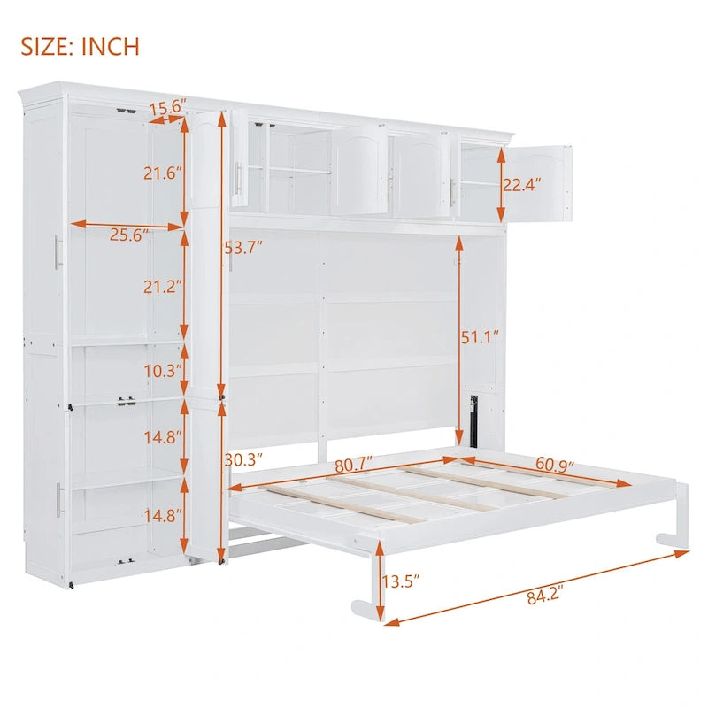Lit escamotable Queen Smart Murphy avec armoire et rangements, système personnalisable