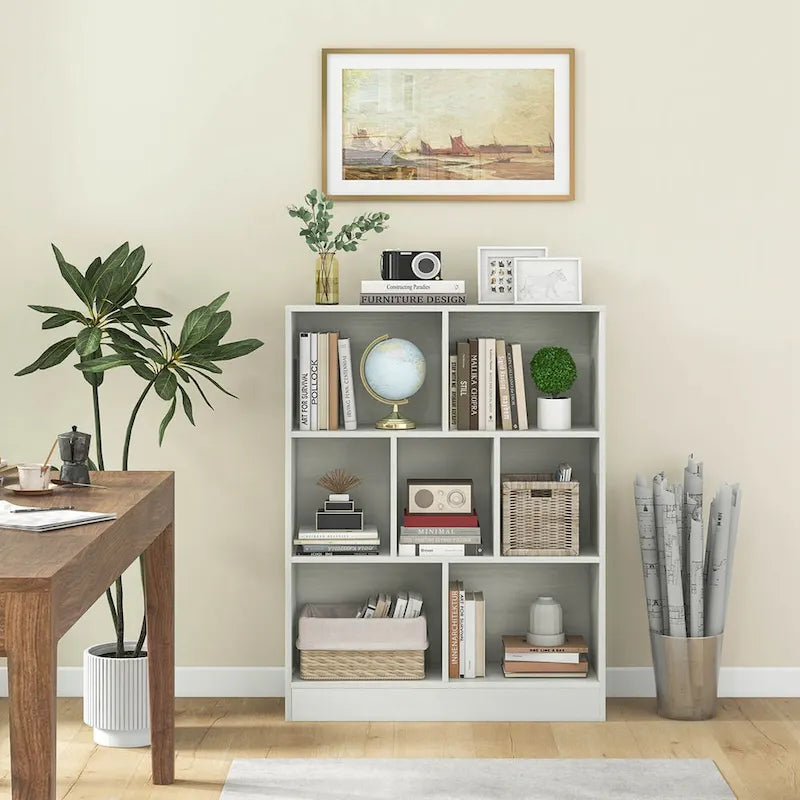 Meuble de rangement 7 casiers pour enfant Costway - Organisateur de jouets en bois - Voir détails