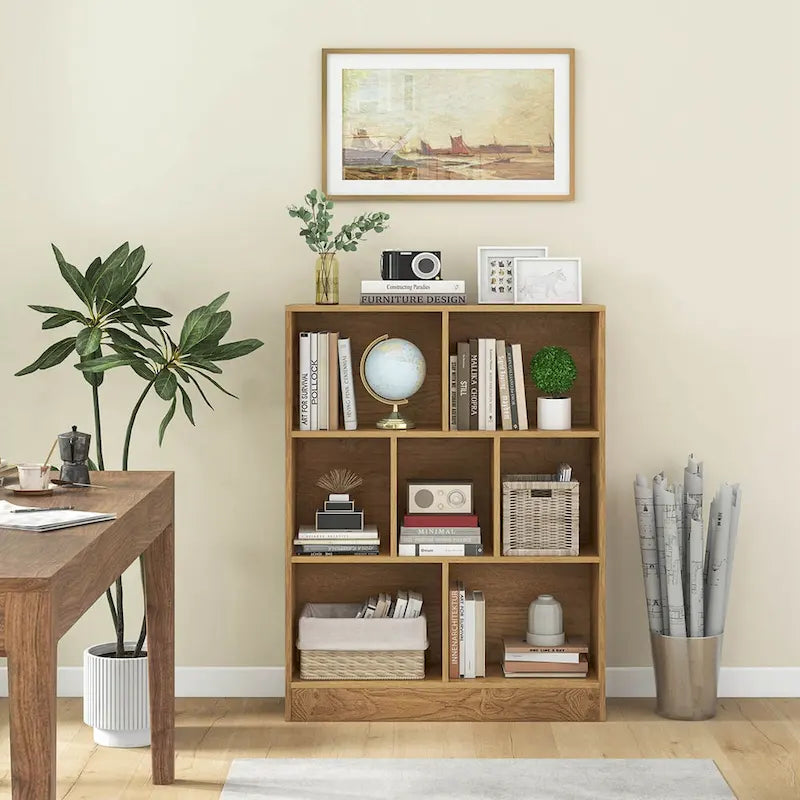 Meuble de rangement 7 casiers pour enfant Costway - Organisateur de jouets en bois - Voir détails