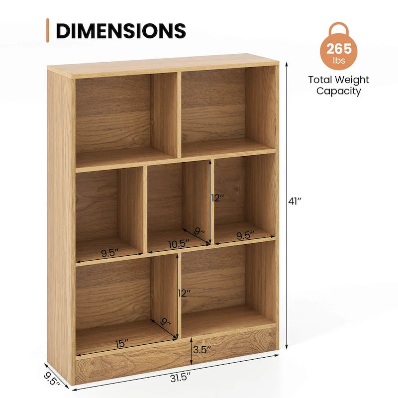 Meuble de rangement 7 casiers pour enfant Costway - Organisateur de jouets en bois - Voir détails