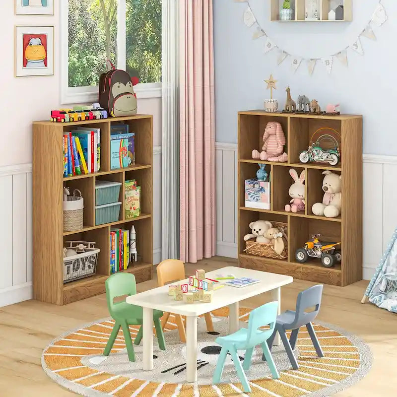 Meuble de rangement 7 casiers pour enfant Costway - Organisateur de jouets en bois - Voir détails