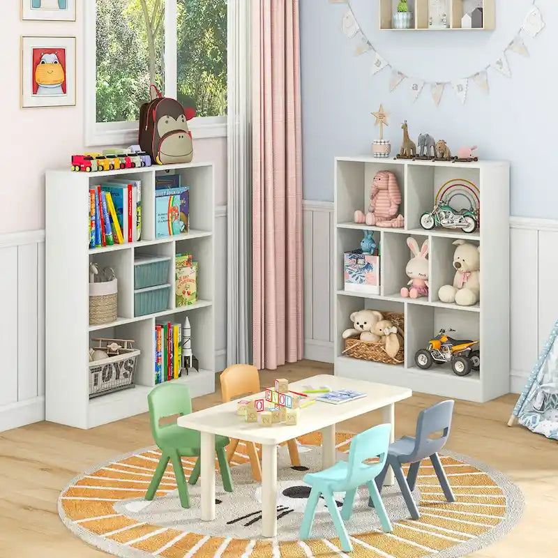 Meuble de rangement 7 casiers pour enfant Costway - Organisateur de jouets en bois - Voir détails