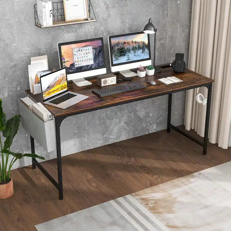 Costway Bureau d'ordinateur moderne de 60" avec station de charge et rangement